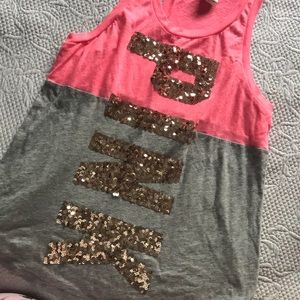 Brand New Pink Racer Top Sequins Tank
